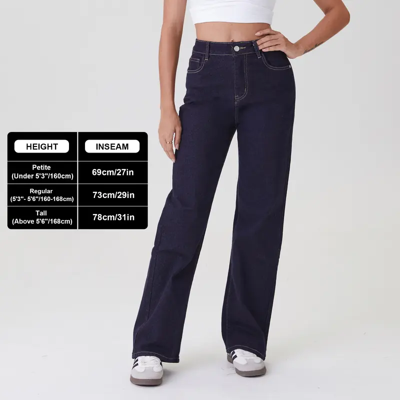 Aurora Base Women's High-Waist Stretch Wide-Leg Jeans - Petite, Regular & Tall media image 15