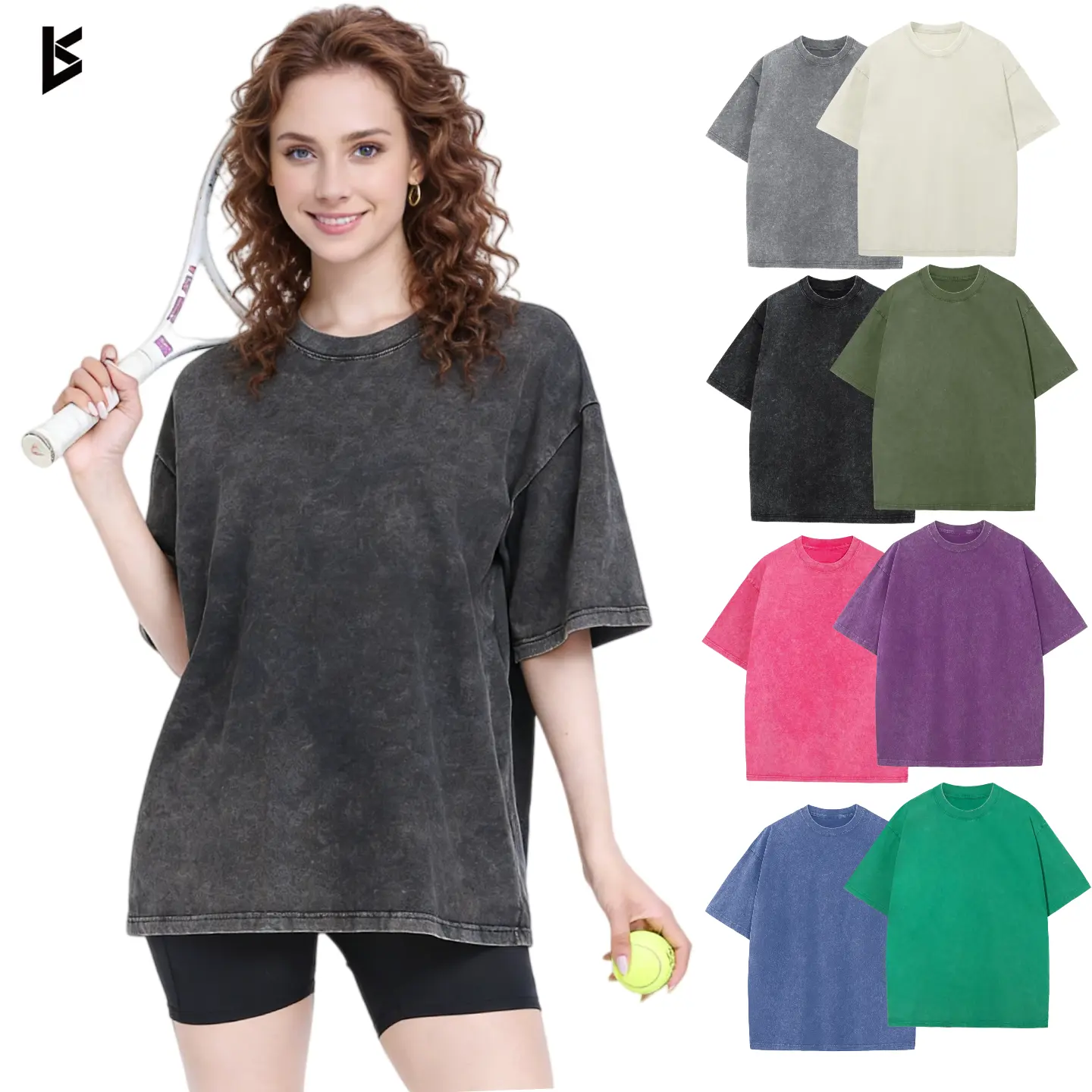 Unisex Oversized T-Shirt Acid Wash Loose Fit Vintage Washed Tee Short Sleeve Streetwear Casual Basic Crewneck Top Summer Baggy