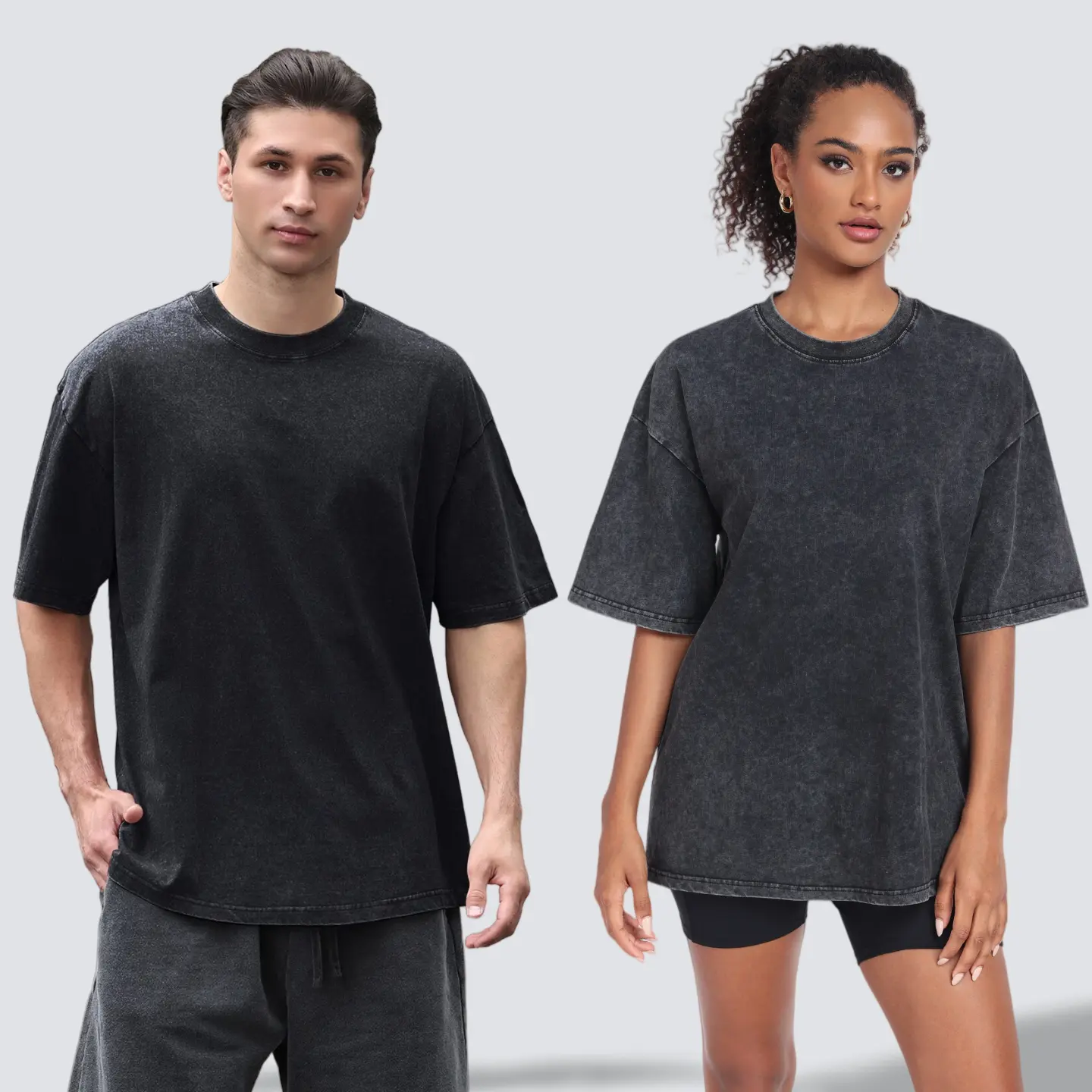 Unisex Oversized T-Shirt Acid Wash Loose Fit Vintage Washed Tee Short Sleeve Streetwear Casual Basic Crewneck Top Summer Baggy