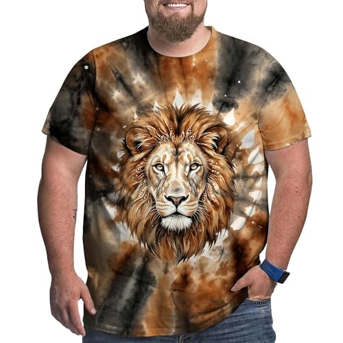 Men's Tie Dye Animal Graphic T-Shirt, Crew Neck Short Sleeve Summer Casual Tee image 27