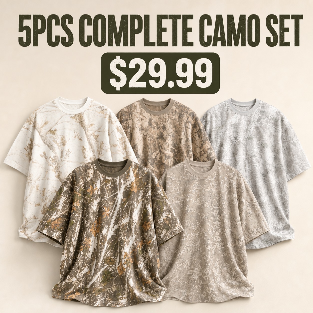 Oversized Camo Tee Multi-Piece Sets 5PCS Complete Camo Set promotional main image