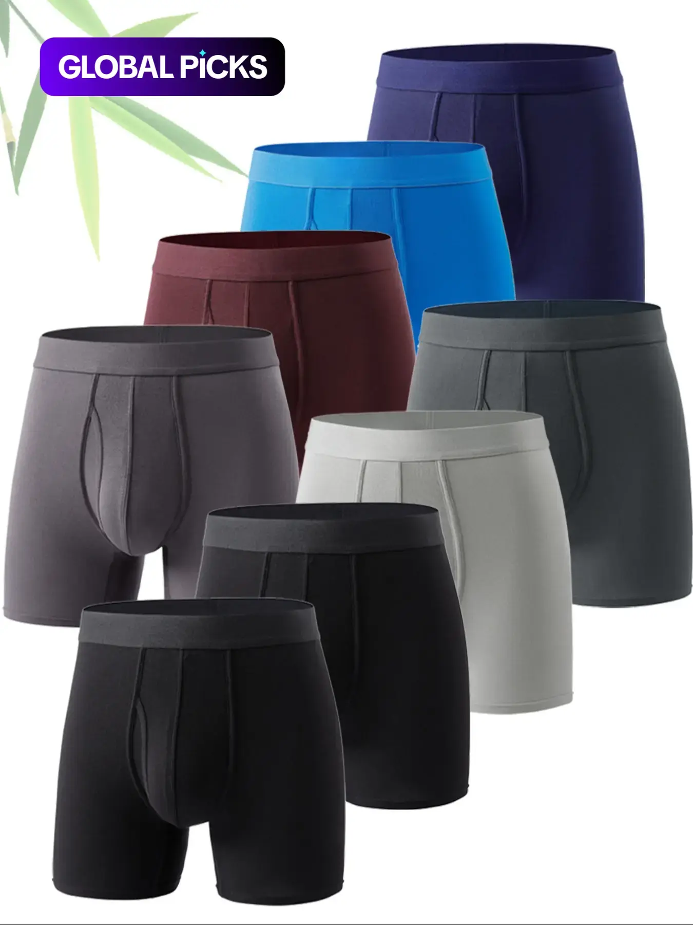 Aurora Base Men's Bamboo Fiber Boxer Briefs, Soft Breathable Underwear front fit view