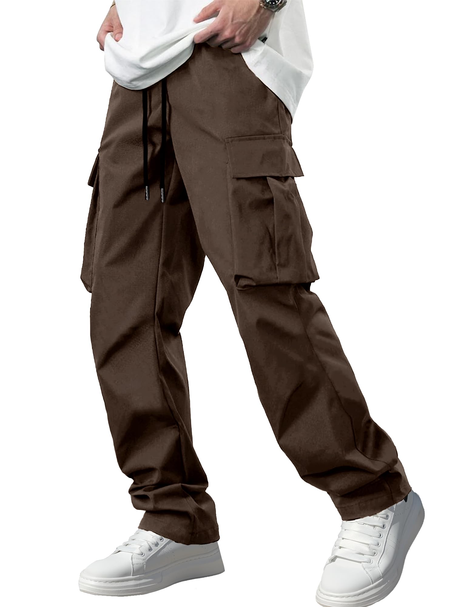 Men's Casual Cargo Pants Tactical Work Pants with Pockets | Durable & breathable, workout joggers, stretch sweatpants, drawstring elastic waist, hiking, outdoor, running gallery image 20