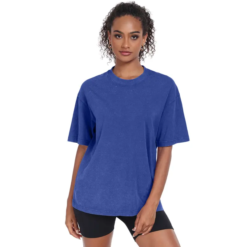 Unisex Oversized T-Shirt Acid Wash Loose Fit Vintage Washed Tee Short Sleeve Streetwear Casual Basic Crewneck Top Summer Baggy