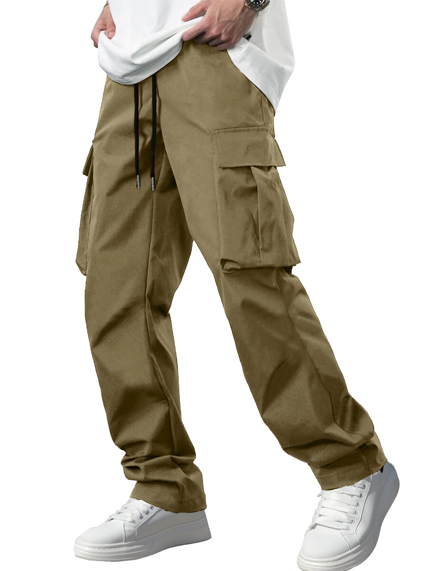 Men's Casual Cargo Pants Tactical Work Pants with Pockets | Durable & breathable, workout joggers, stretch sweatpants, drawstring elastic waist, hiking, outdoor, running gallery image 22