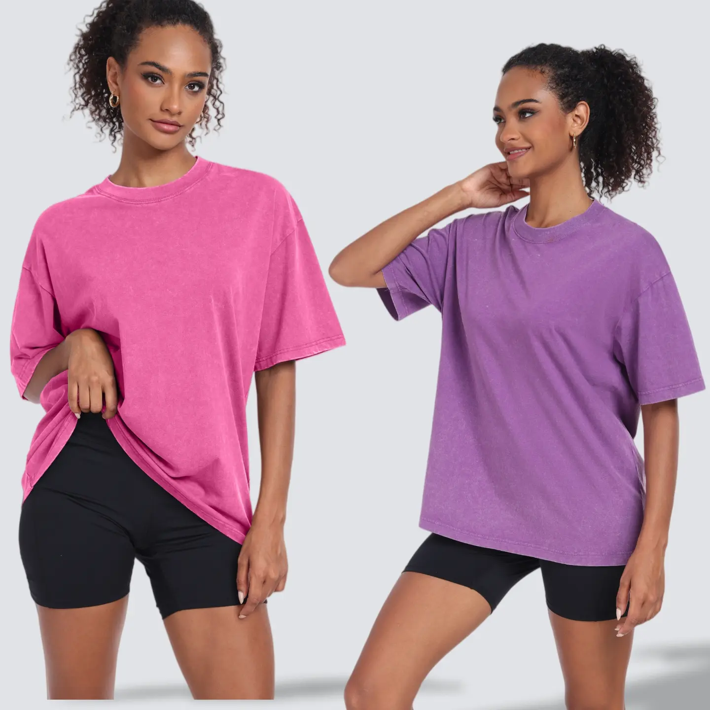 Aurora Base Women's Oversized Acid Wash T-Shirt color and fit view 3