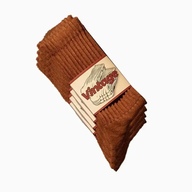 4 Pairs Natural 98% Cotton Crew Socks