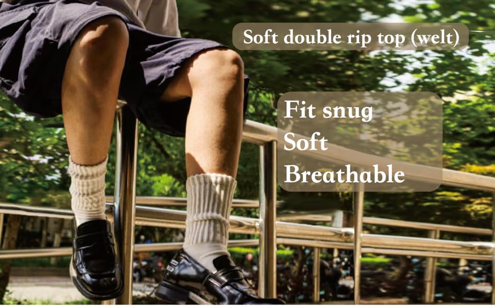 4 Pairs Natural 98% Cotton Crew Socks - Seamless, Breathable, Cozy Fall & Winter Socks for Women & Men