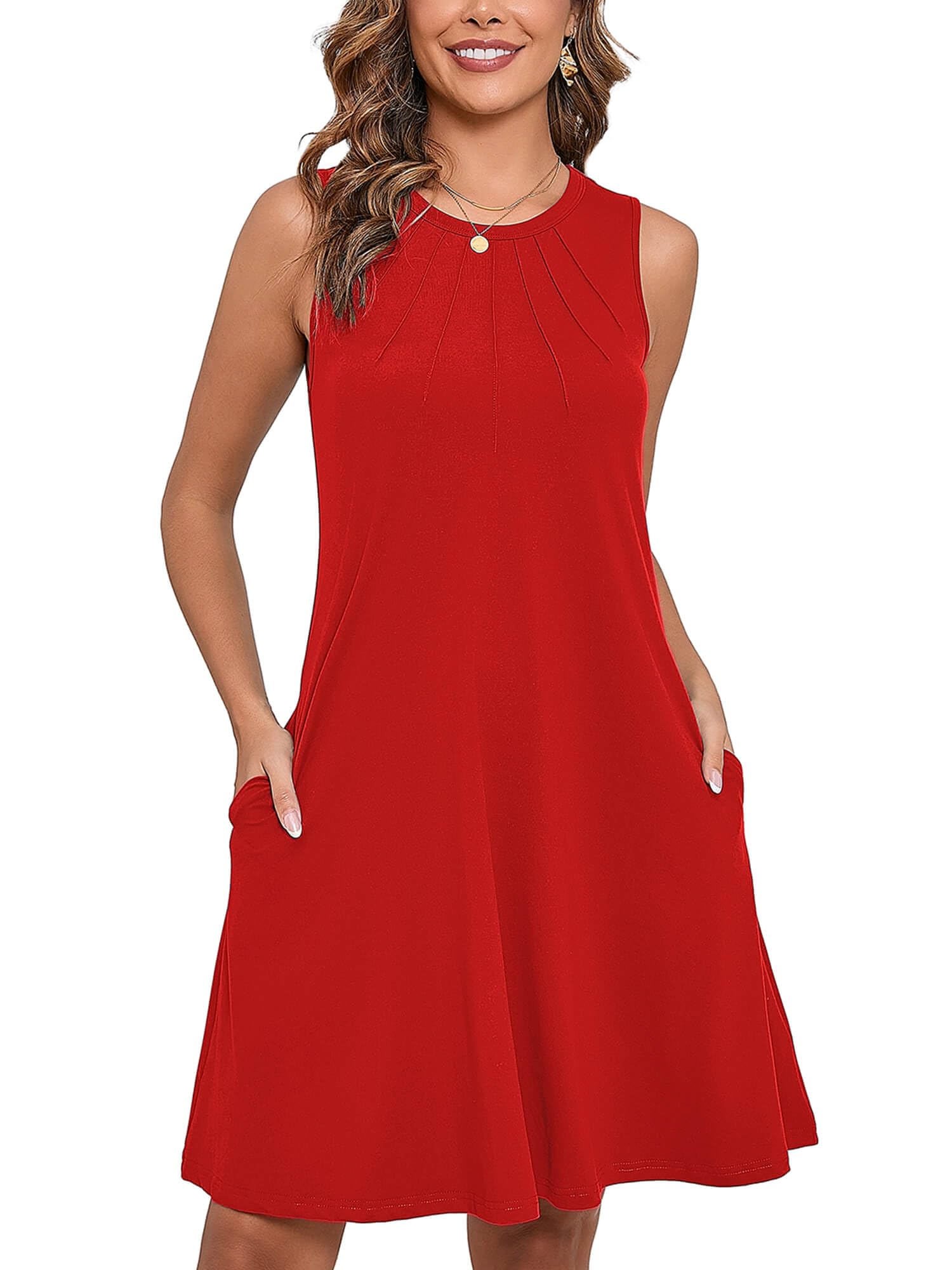 Women's Summer Dresses Sleeveless Casual Fashion Loose Swing Button Down Beach Dress with Pockets gallery image 6