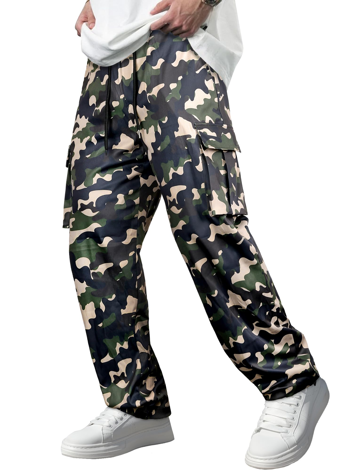 Men's Casual Cargo Pants Tactical Work Pants with Pockets | Durable & breathable, workout joggers, stretch sweatpants, drawstring elastic waist, hiking, outdoor, running gallery image 16