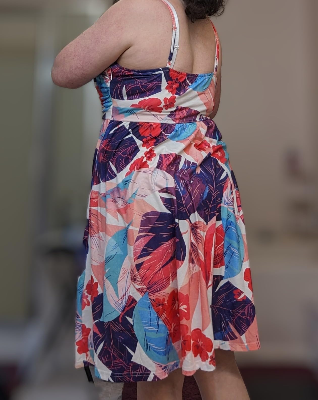 Women's Summer Casual Dress Florals Buttons Down Ruched Sweetheart Neck Sleeveless Midi Sundress detail image 5