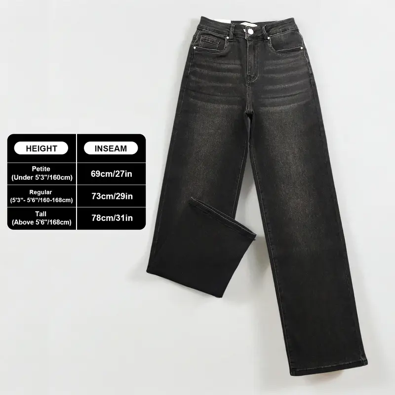 Aurora Base Women's High-Waist Stretch Wide-Leg Jeans - Petite, Regular & Tall media image 20