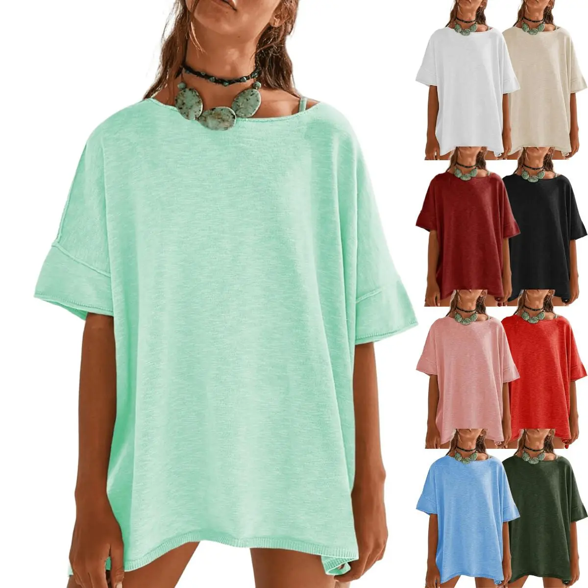 Women's oversized tunic t-shirt front outfit view