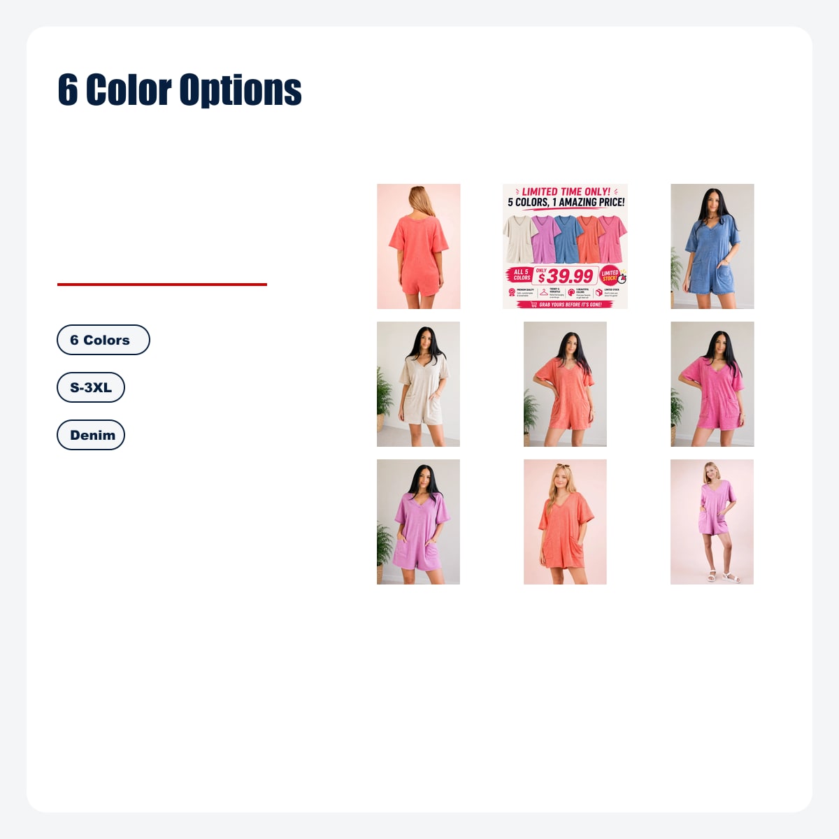 Oversized Romper- Acid Wash - 6 Color Options