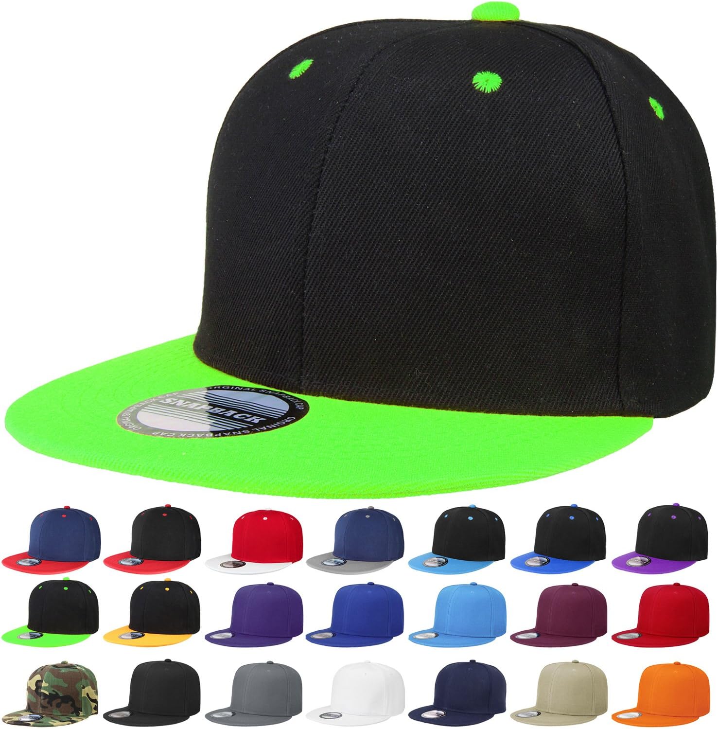 Aurora Base Classic Adjustable Snapback Hat Black/Green