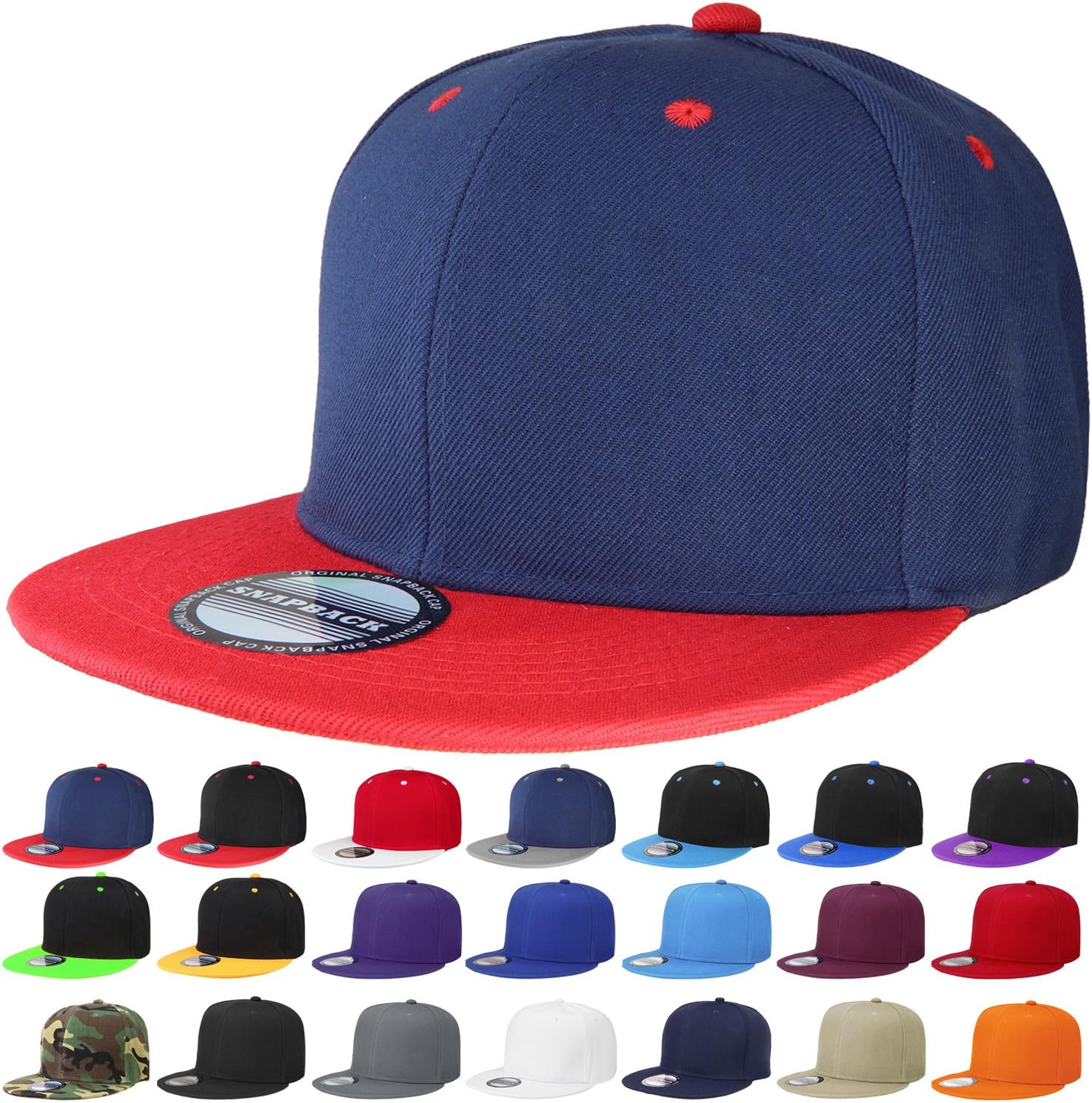 Aurora Base Classic Adjustable Snapback Hat Navy/Red