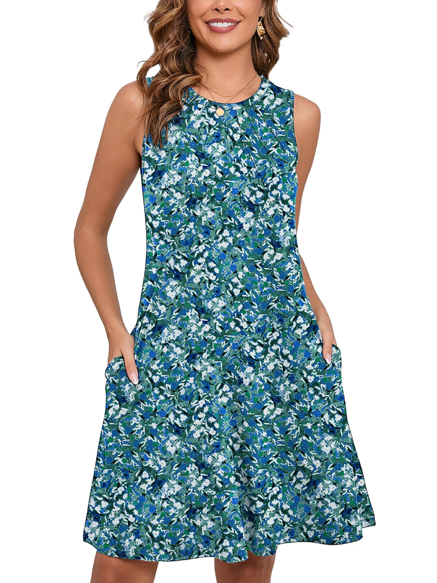 Women's Summer Dresses Sleeveless Casual Fashion Loose Swing Button Down Beach Dress with Pockets gallery image 10