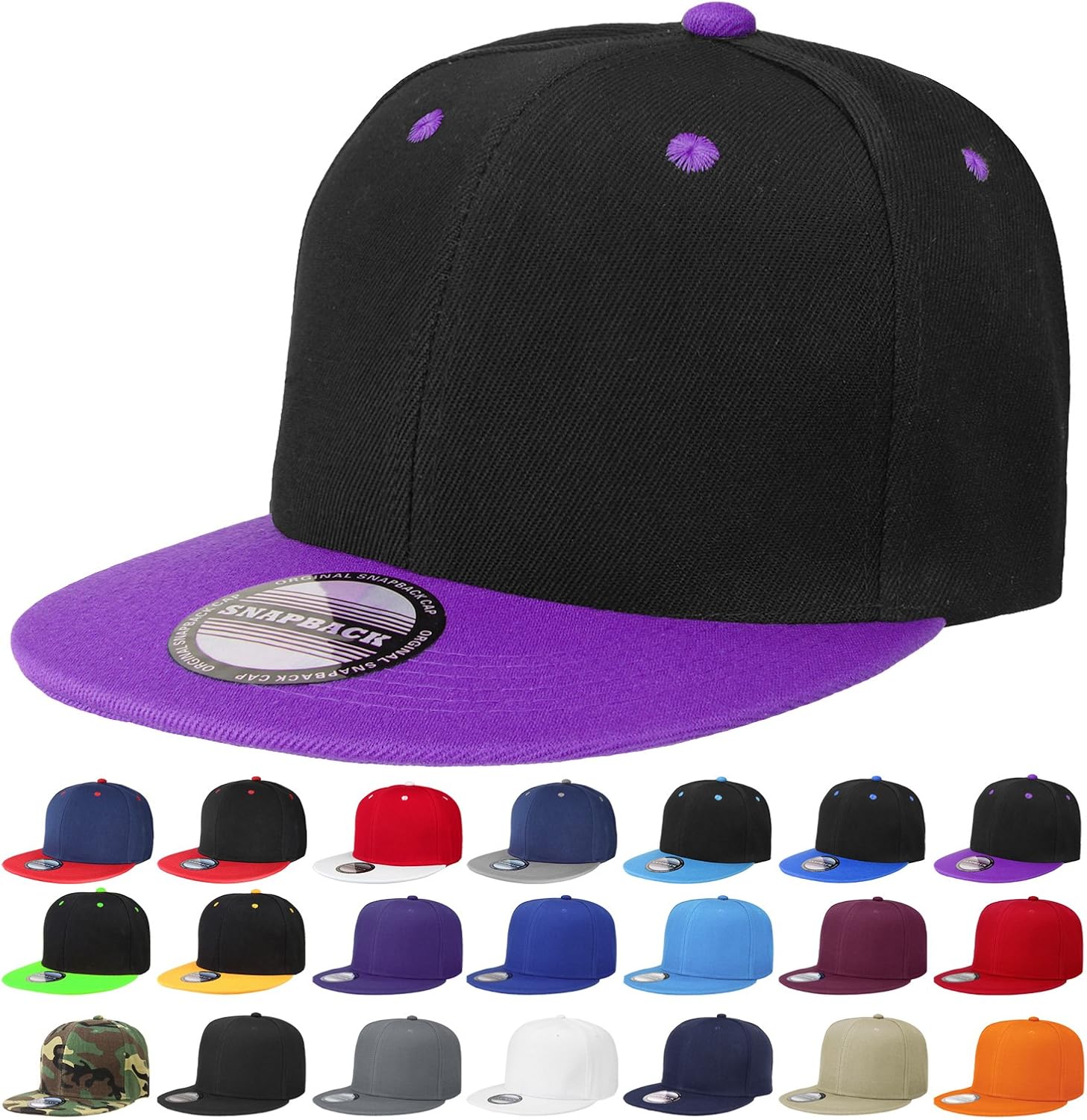 Aurora Base Classic Adjustable Snapback Hat Black/Purple