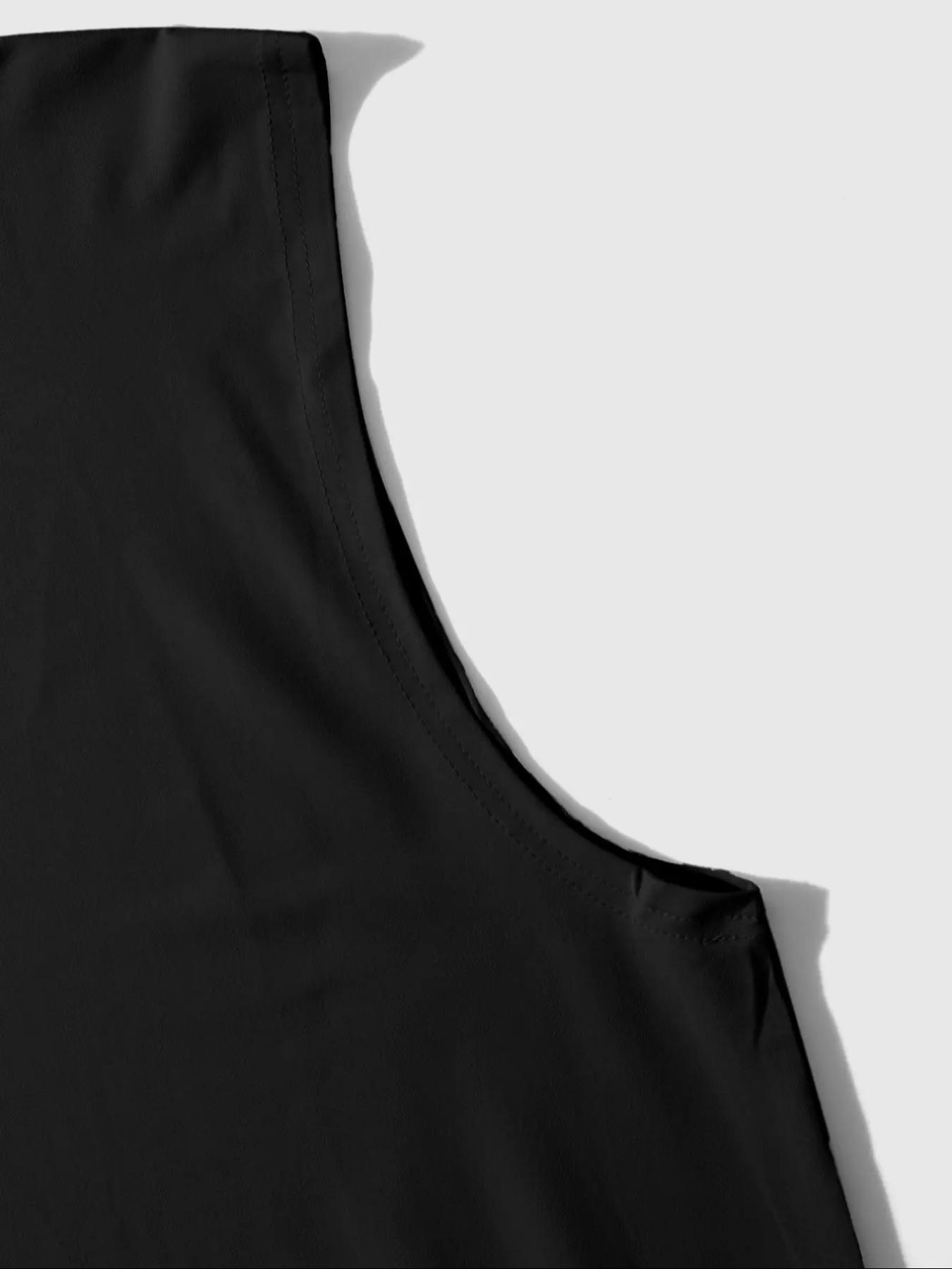 Men's Tropical Landscape Print Tank Top, Regular Fit Casual Sporty Sleeveless Top for Summer, Men's Top for Daily Wear