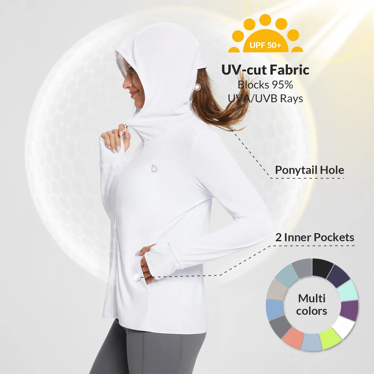Aurora Base Women's UPF 50+ Lightweight Sun Protection Hoodie media image 1