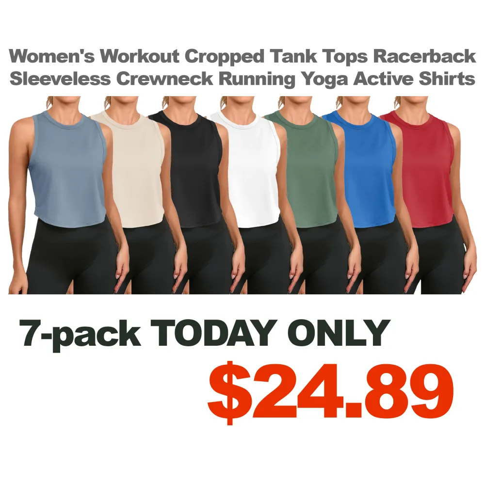 Women's Workout Cropped Tank Tops Racerback Sleeveless Crewneck Running Yoga Active Shirts