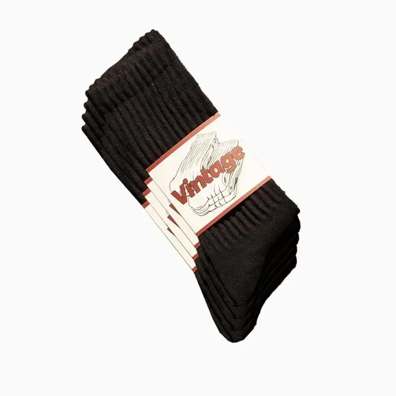 4 Pairs Natural 98% Cotton Crew Socks