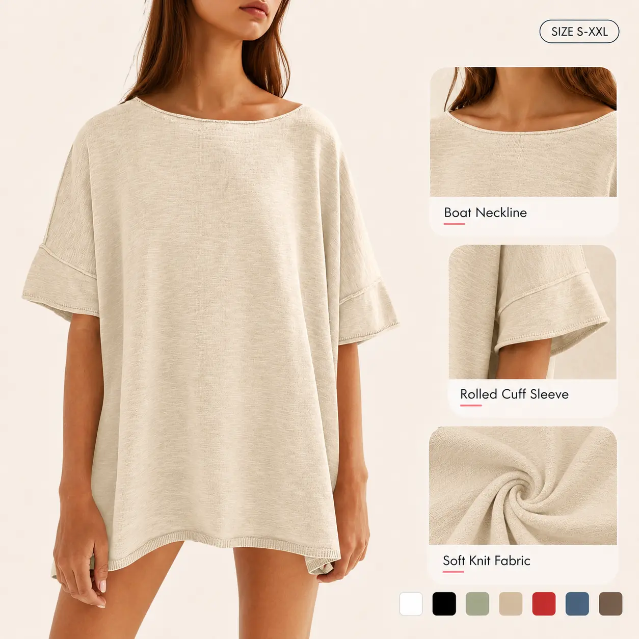 Women's oversized casual t-shirt front outfit view