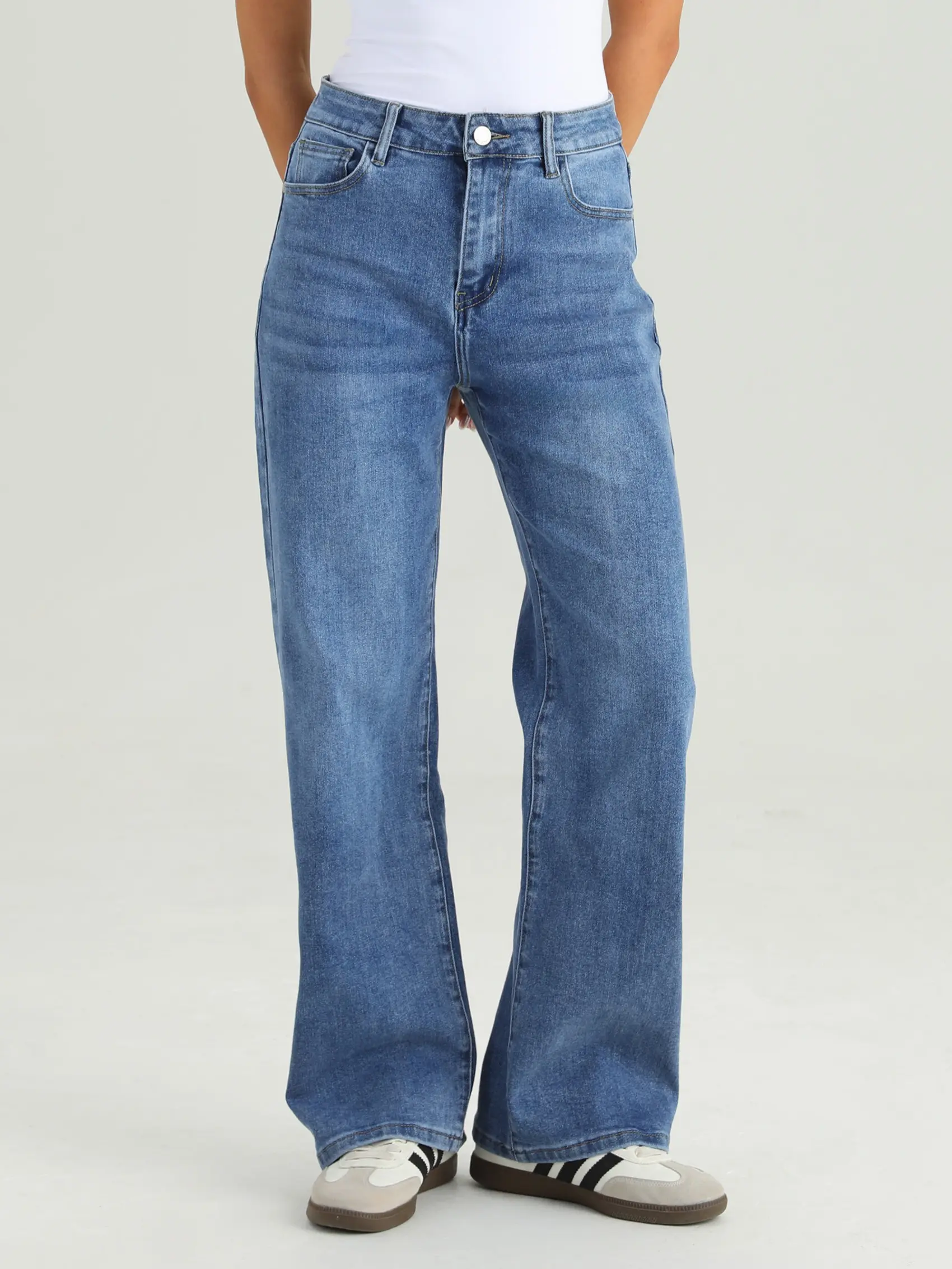 Aurora Base Women's High-Waist Stretch Wide-Leg Jeans - Petite, Regular & Tall media image 9