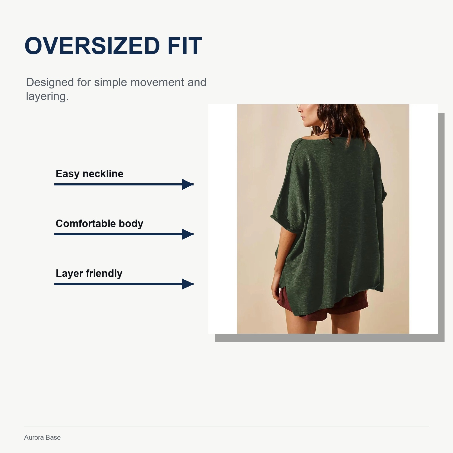 Aurora Base Women's Oversized Tunic T-Shirt - XS-3XL fit detail image