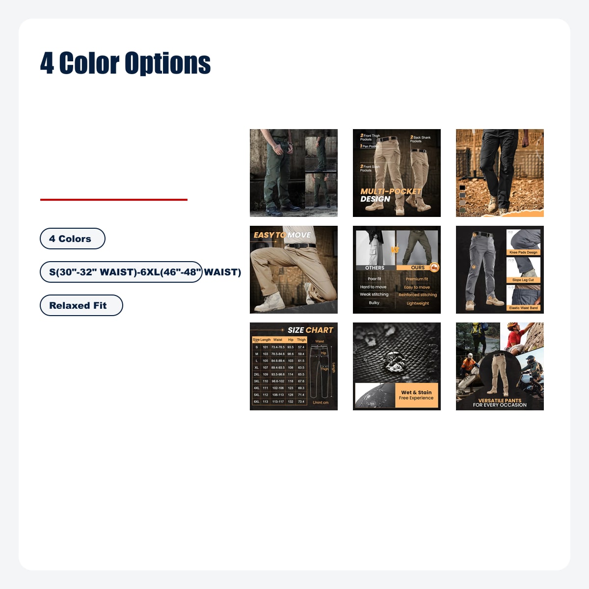 Men's Multi-Purpose Tactical Cargo Pants - 4 Color Options