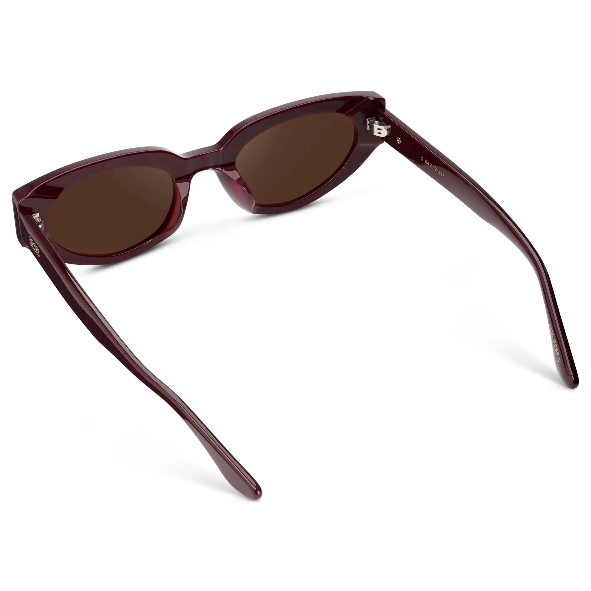 Aurora Astra cat-eye sunglasses in Black Cherry Red with dark brown lens