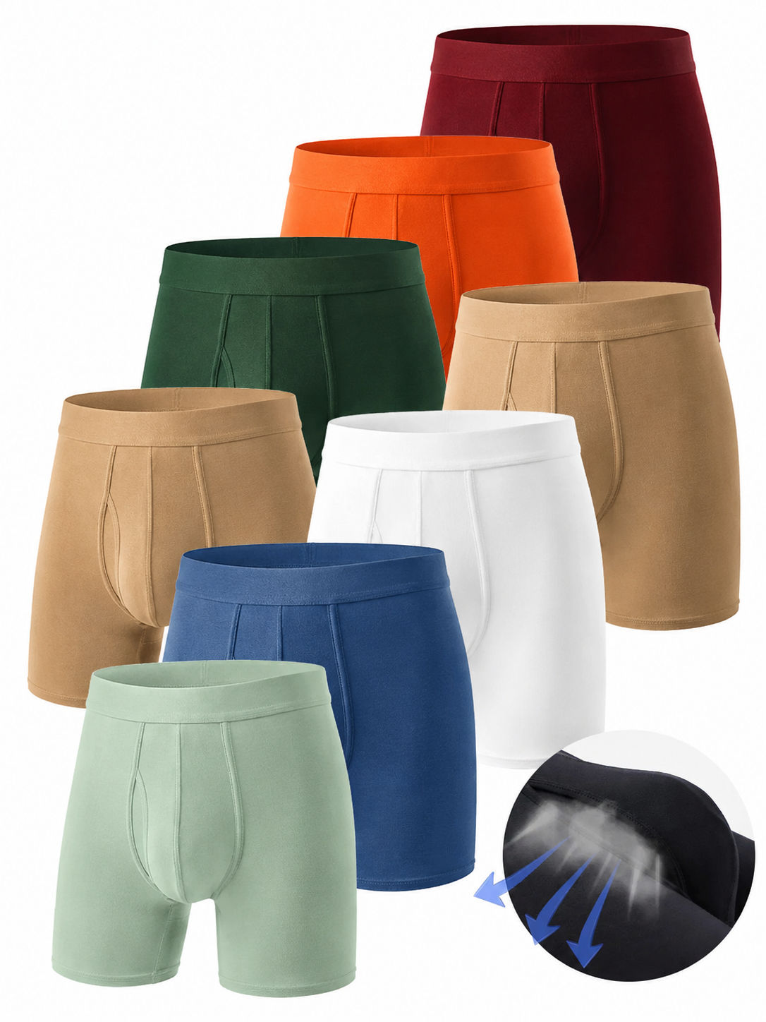 Men's Bamboo Fiber Boxer Briefs, Soft Breathable Underwear