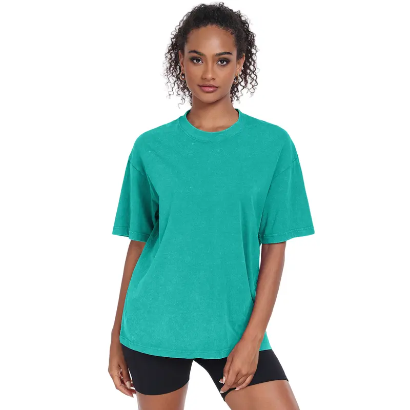 Unisex Oversized T-Shirt Acid Wash Loose Fit Vintage Washed Tee Short Sleeve Streetwear Casual Basic Crewneck Top Summer Baggy