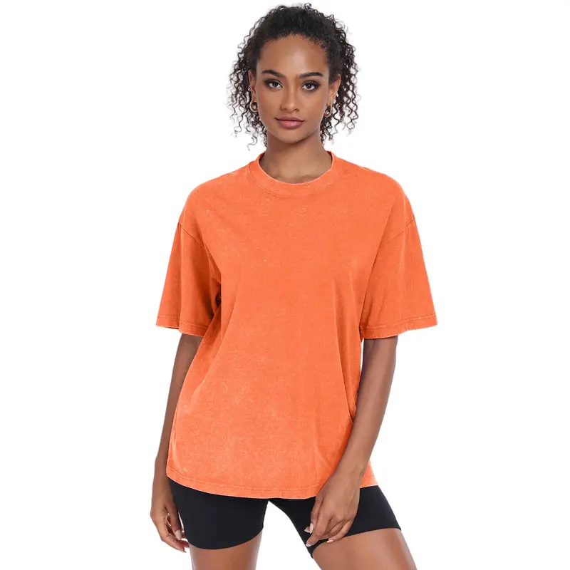Unisex Oversized T-Shirt Acid Wash Loose Fit Vintage Washed Tee Short Sleeve Streetwear Casual Basic Crewneck Top Summer Baggy