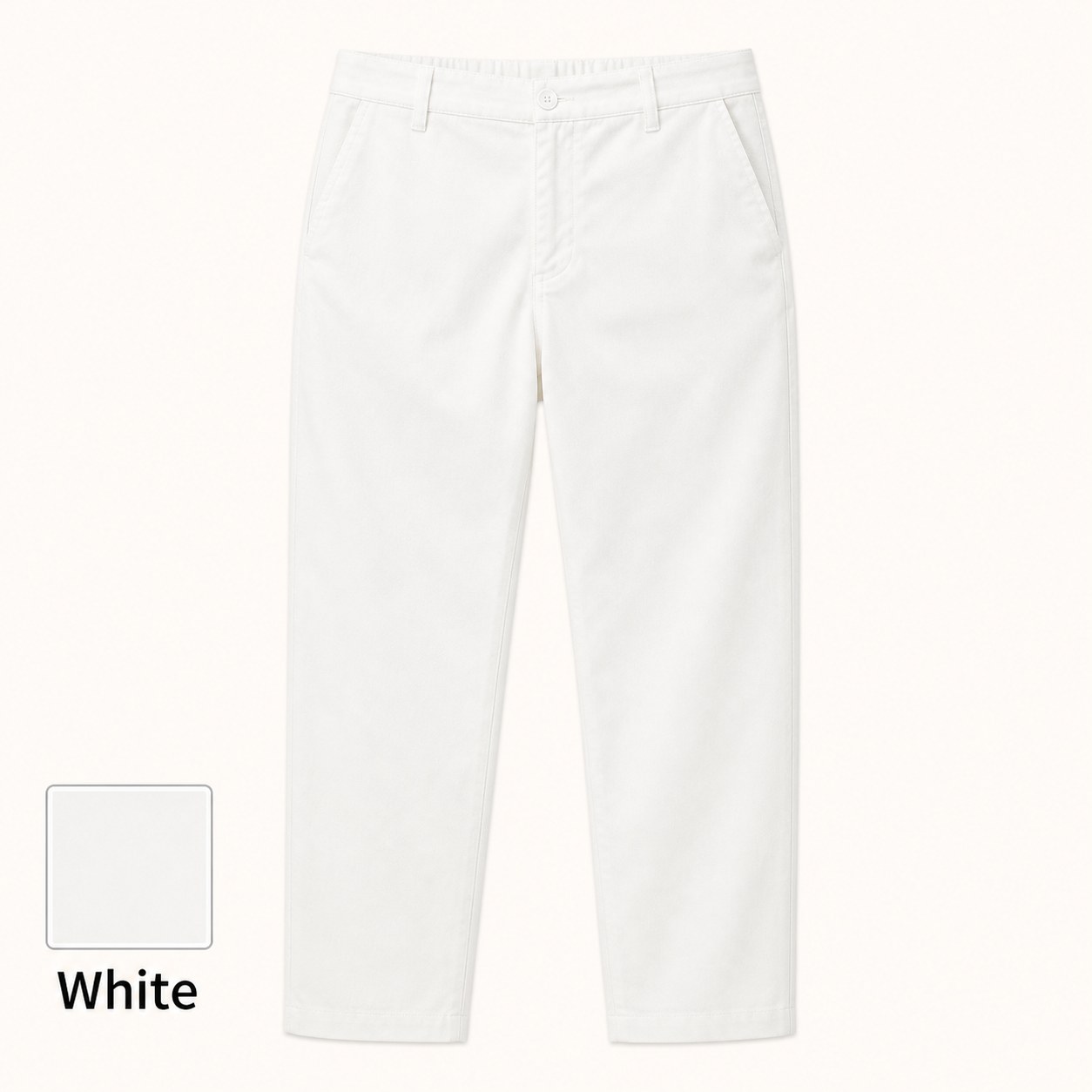 Cotton Linen Elastic-Waist Pants Packs White Single Front Guide