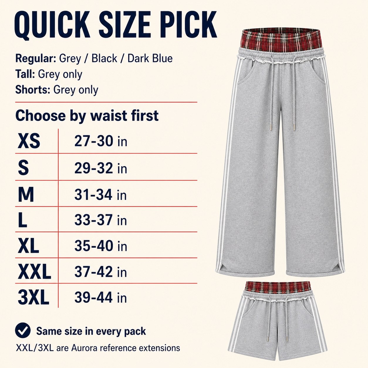 Plaid Patchwork Streetwear Sweatpants Quick Size Guide XS To 3XL