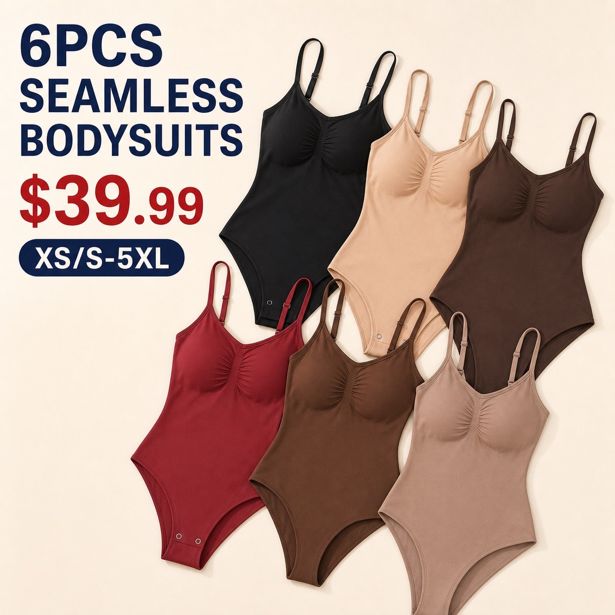 6PCS Seamless Shapewear Bodysuits 6PCS Core Mix Bundle