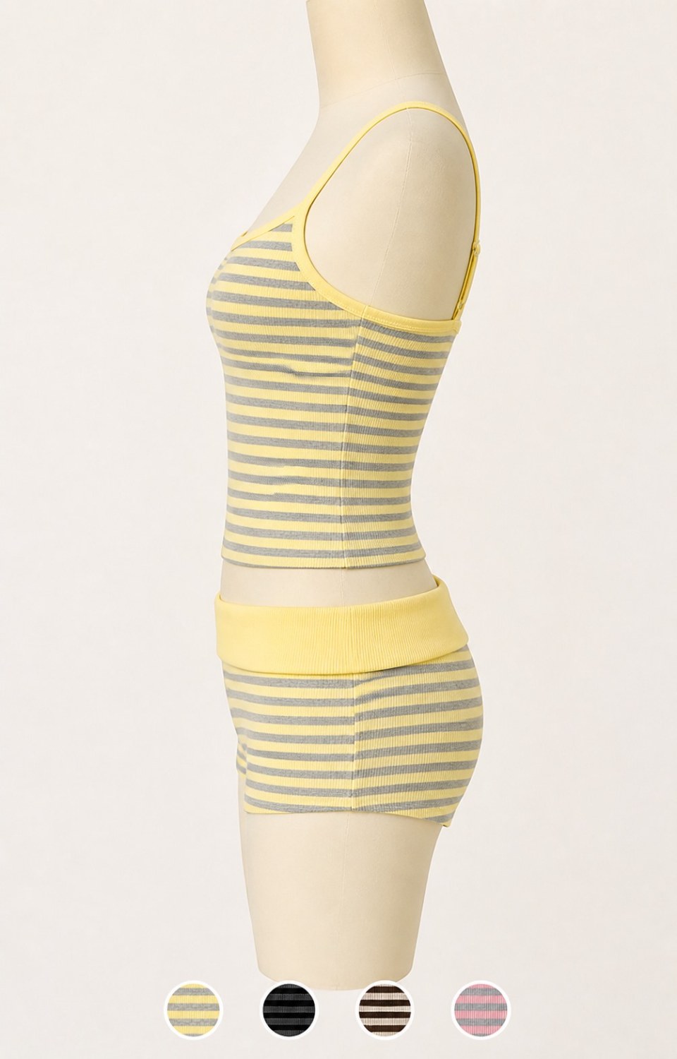 8PCS Striped Cami & Shorts Sets Side View