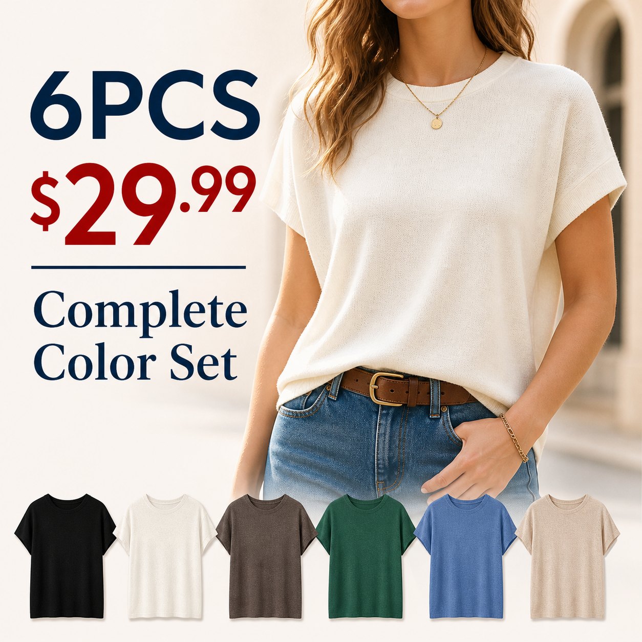 Women's Wool Blend Batwing Sweater Multi-Piece Sets 6PCS Wool Blend Batwing Sweater Sets promotional main image