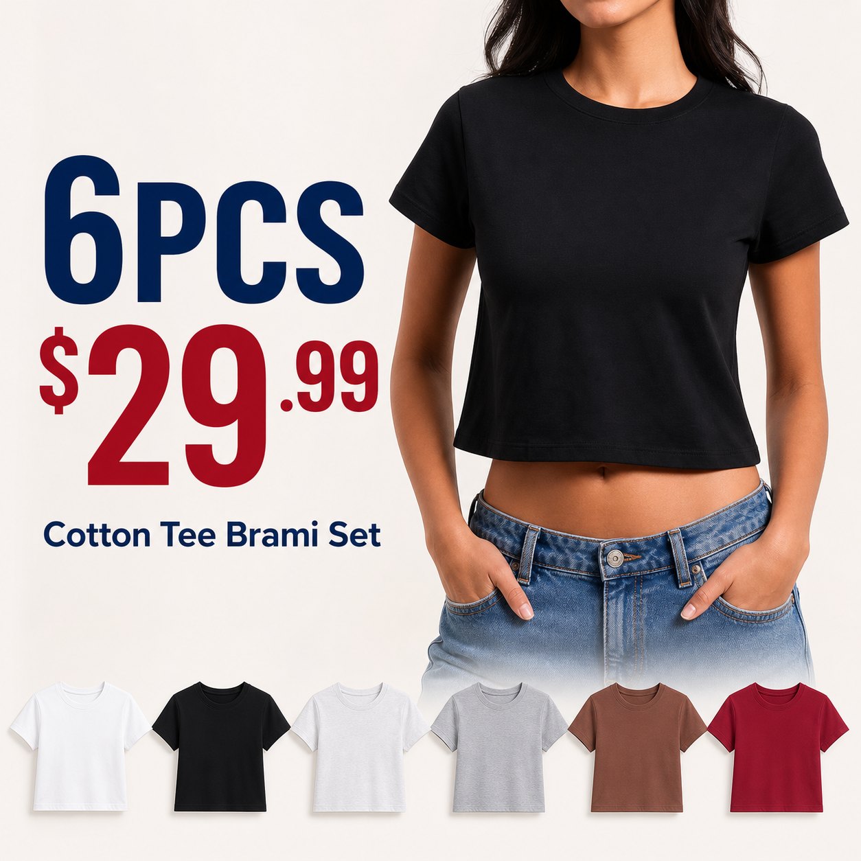 Cotton Tee Brami Multi-Piece Sets 6PCS Complete Tee Brami Set promotional main image