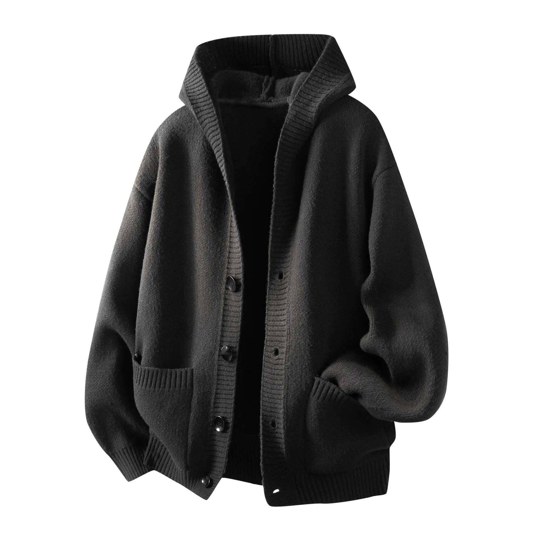 Men's heavyweight buttoned hooded pullover sweater