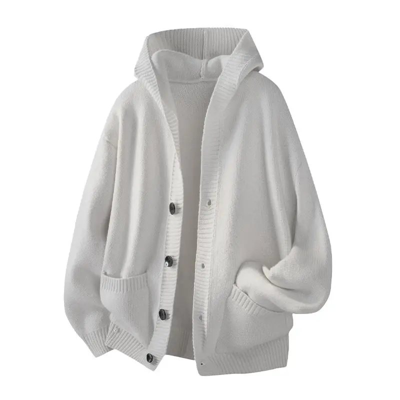 Men's heavyweight buttoned hooded pullover sweater