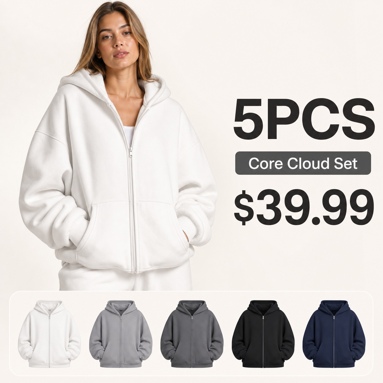 Cloud Zip Hoodie 5PCS Sets 5PCS Core Cloud Set promotional main image