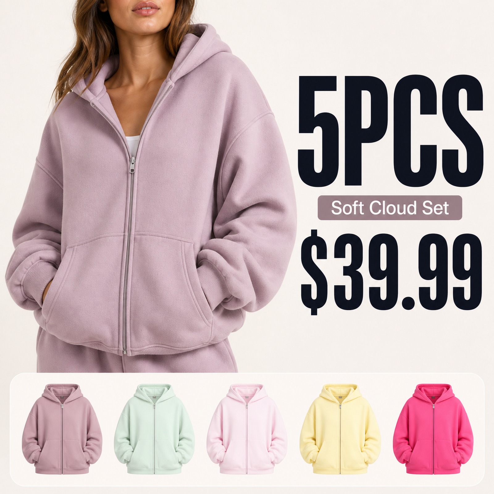 Cloud Zip Hoodie 5PCS Sets 5PCS Soft Cloud Set promotional main image