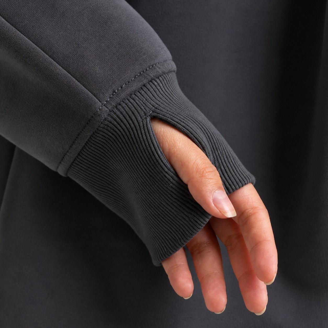 Women's Fleece-Lined Oversized Zip Hoodie 6PCS Sets THUMB HOLE CUFF DETAIL thumb-hole cuff detail