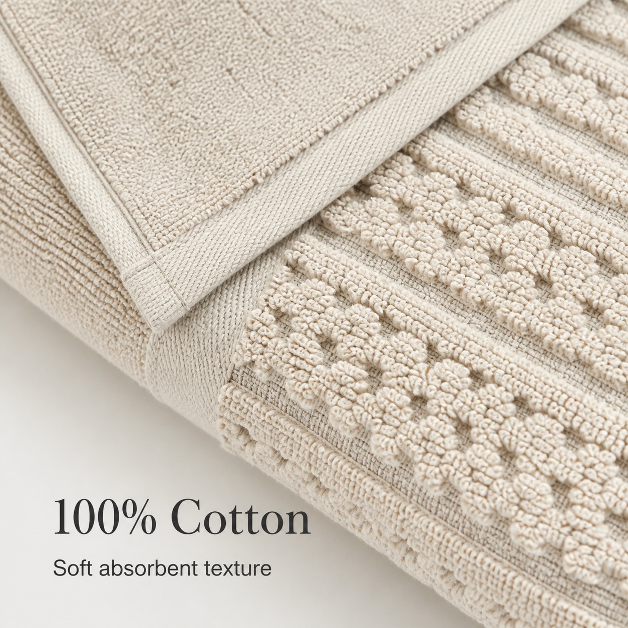 100% Cotton Solid & Texture 12-Piece Towel Set cotton texture detail