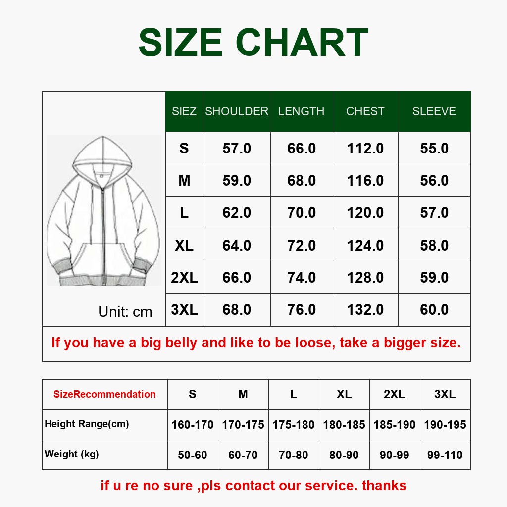 Men's solid heavyweight long sleeve hooded sweater size chart 2XL 3XL