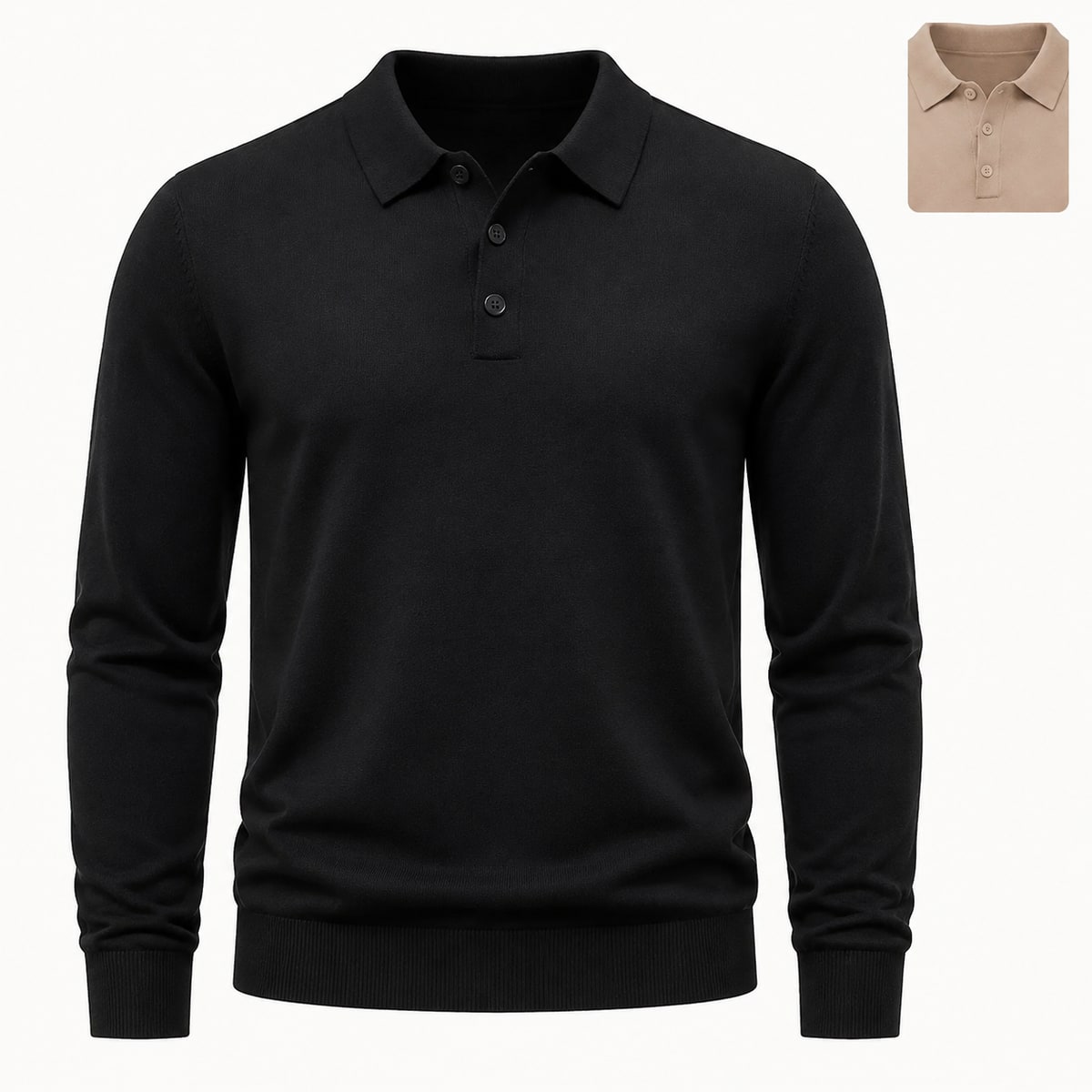 Men's Knit Polo Shirts 5/7PCS Pack front long sleeve knit polo shirt view image