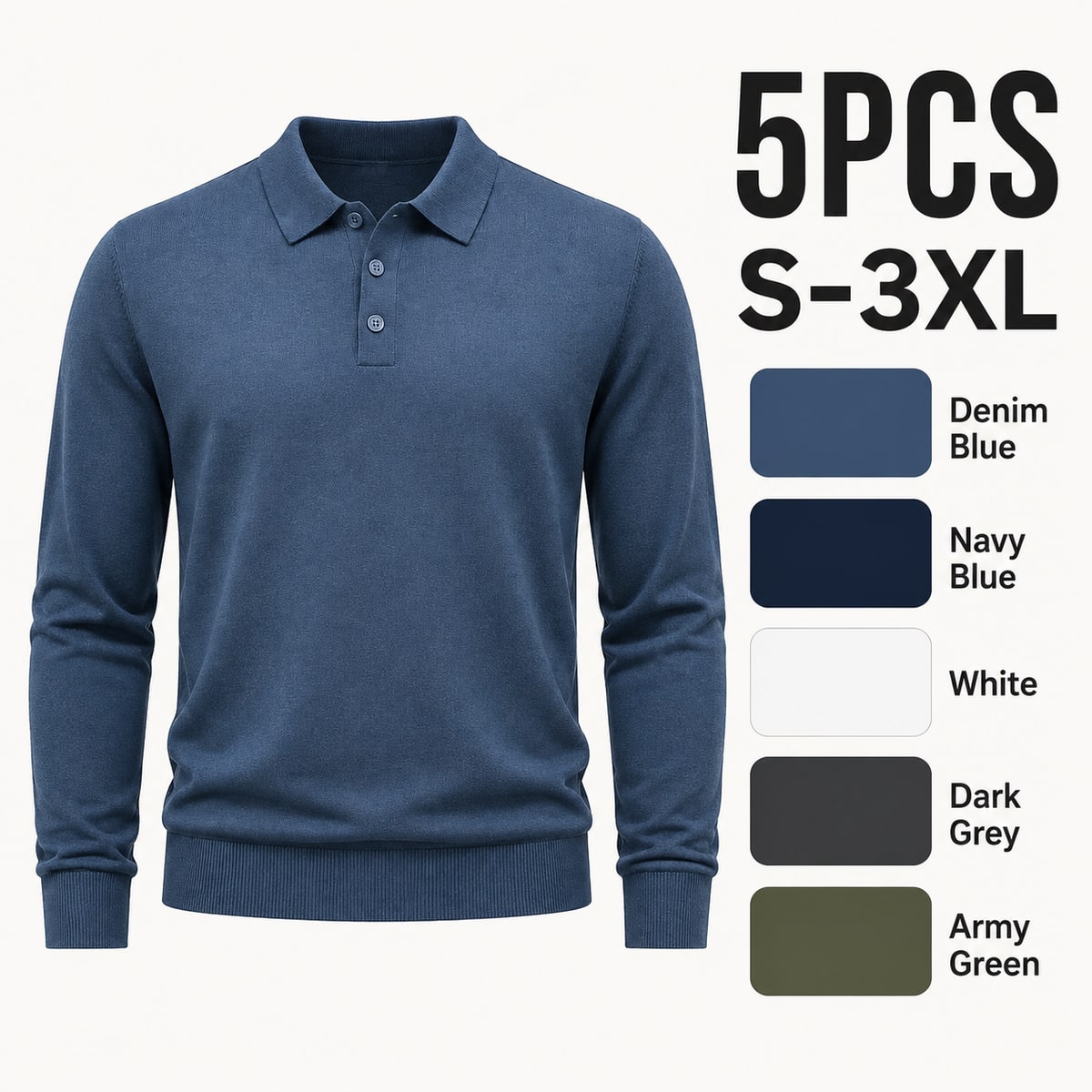 Men's Knit Polo Shirts 5/7PCS Pack 5PCS Smart Rotation bundle option image