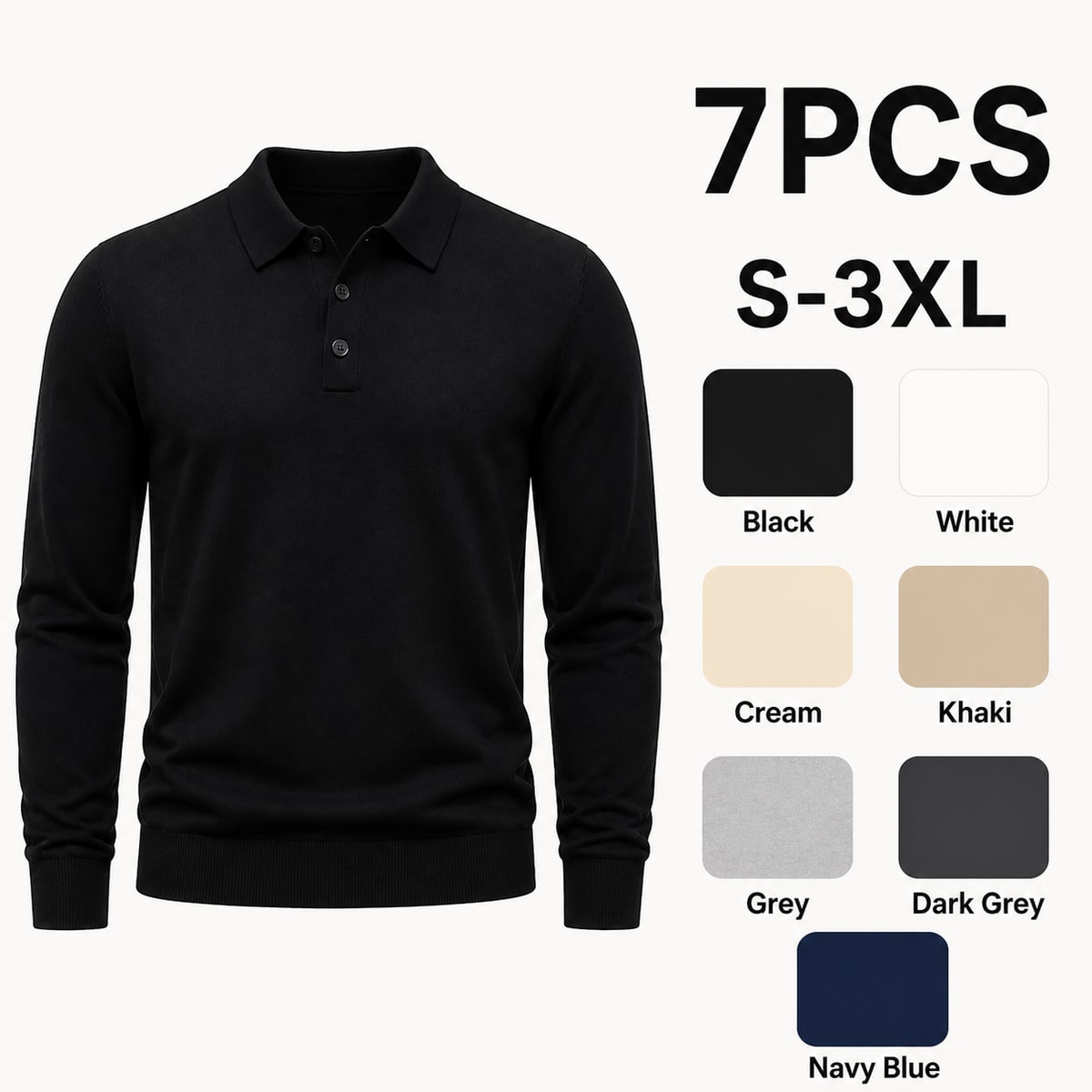 Men's Knit Polo Shirts 5/7PCS Pack 7PCS Everyday Core bundle option image